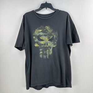 Marvel Tshirt Mens XL Black Green 100% Cotton‎ Skull Short Sleeve The Punisher